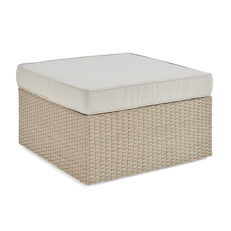 ALATERRE FURNITURE Canaan All-Weather Wicker Outdoor 26"  Square Ottoman with Cushion AWWC09CC
